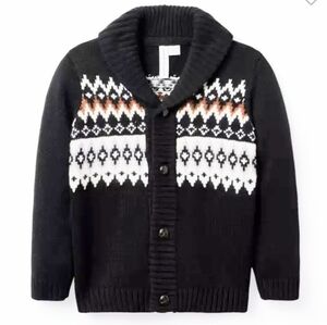 Janie And Jack Festive Fair Isle Shawl Cardigan Sweater Size 12 Boys